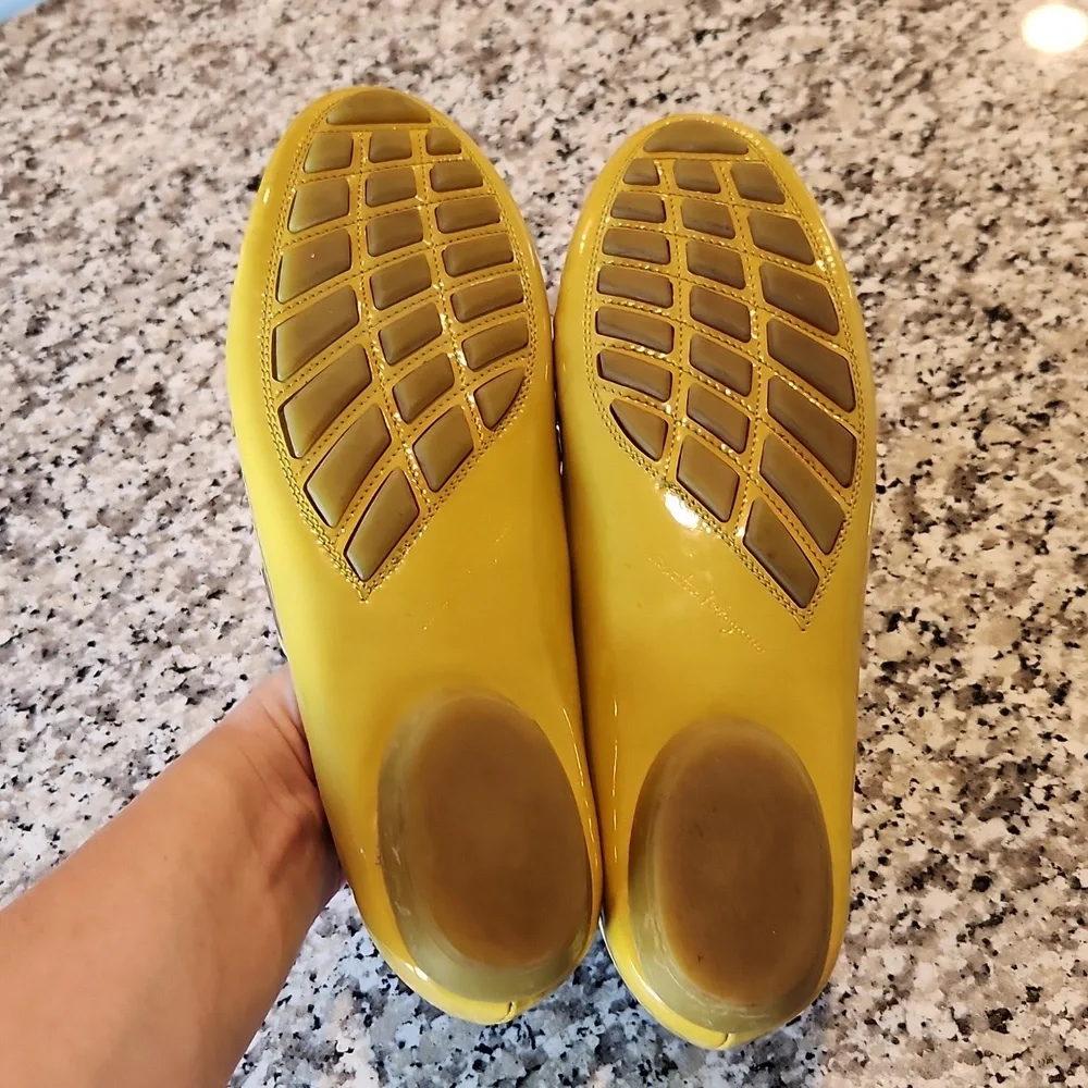 Salvatore Ferragamo Yellow Patent Leather Bow Loafers - Picture 9 of 10